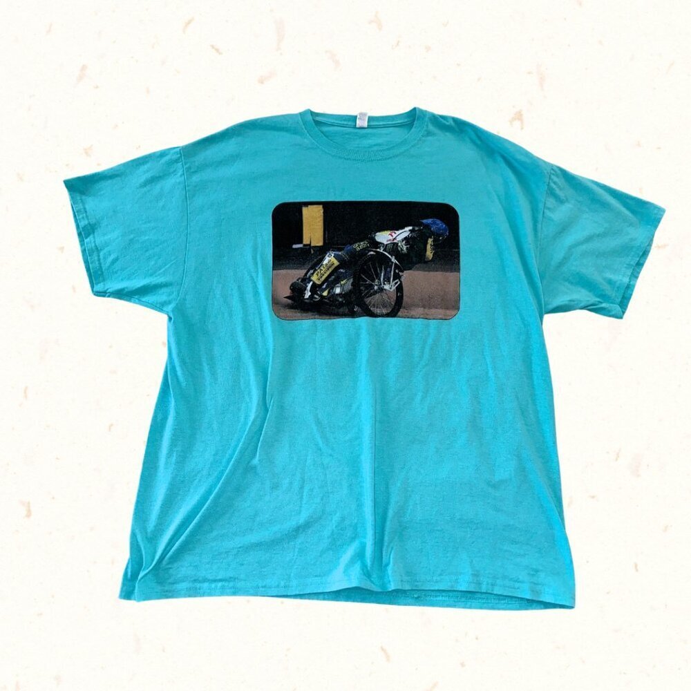 Vintage 80s 90s Harley Davidson Motorcycle Racing Blue 2xl Men Short Sleeve